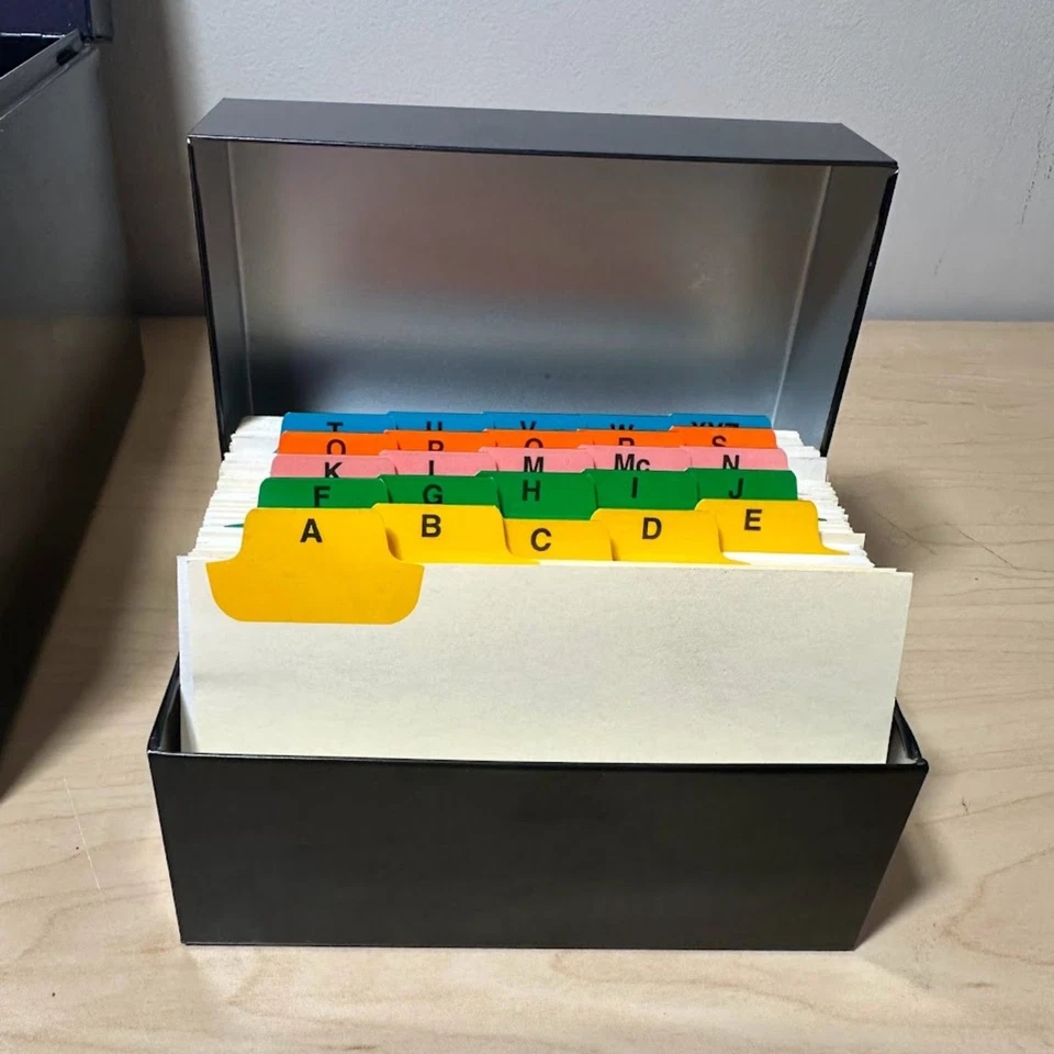 Vintage Nesting Metal Storage File Boxes and Index Card Set (3) - Image 3 of 4