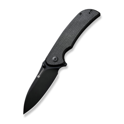 Sencut Borzam Folding Knife Black Canvas Micarta Handle 9Cr18MoV S23077-3