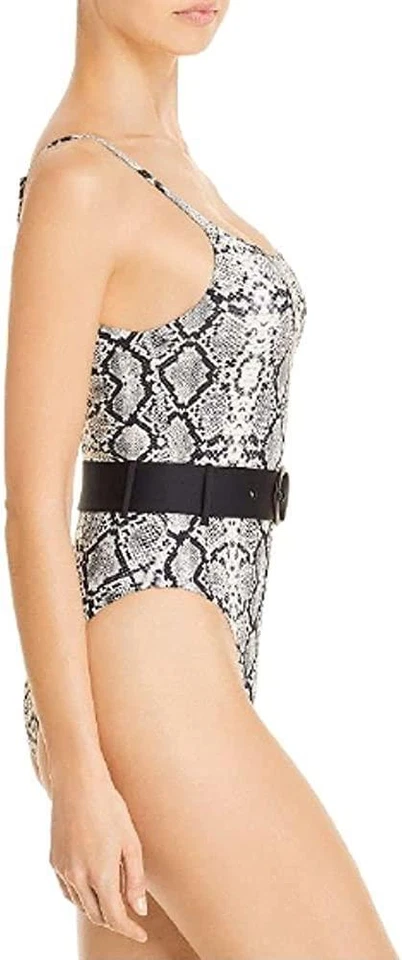 Traje de baño de una pieza Aqua Swim 281167 para mujer con cinturón estampado de serpiente negro/crema mediano Foto 2 de 4