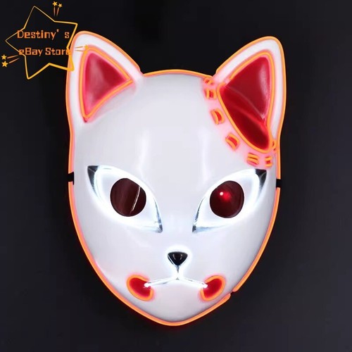 Demon Slayer LED Mask Sabito Kamado Tanjirō Makomo Half Mask Halloween Cosplay - Picture 14 of 14