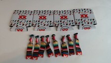 4 latas de cerveza Koozie XX Dos Equis Cinco de Mayo + 8 lazos para botellas