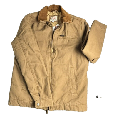 Wrangler Canvas Work Jacket Mens S Brown Quilted Lining Corduroy