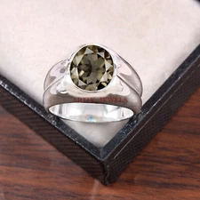 Natural Smoky Quartz Gemstone with 925 Sterling Silver Ring for Men's #5456