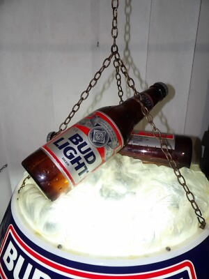 VTG 1993 Budweiser Bud Light Beer Round Hanging Table Light Lamp