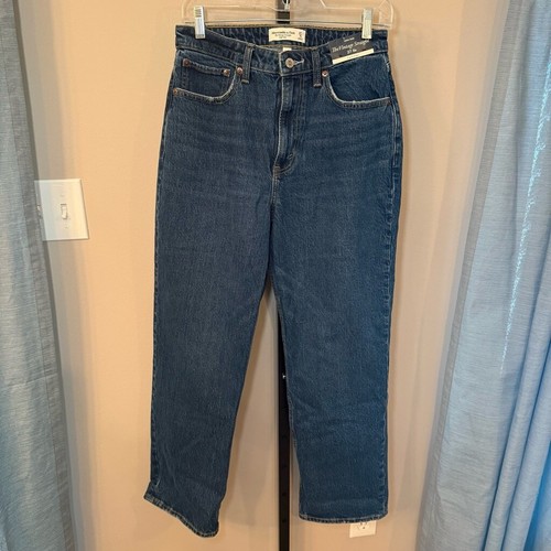 Jeans Abercrombie & Fitch nuovi con etichette vintage dritti vita alta Curve Love taglia 4/27 - Foto 2 di 12