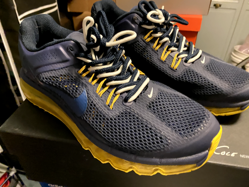 Nike Air Max 2013+ Obsidian Blue w/ Yellow Size 9 VNDS - Picture 10 of 10