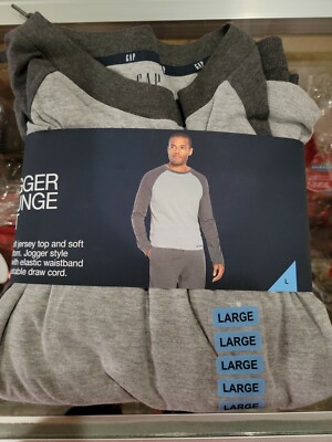 Gap Mens Charcoal Grey Heather Elastic Waist Lounge Jogger Set Size Large
