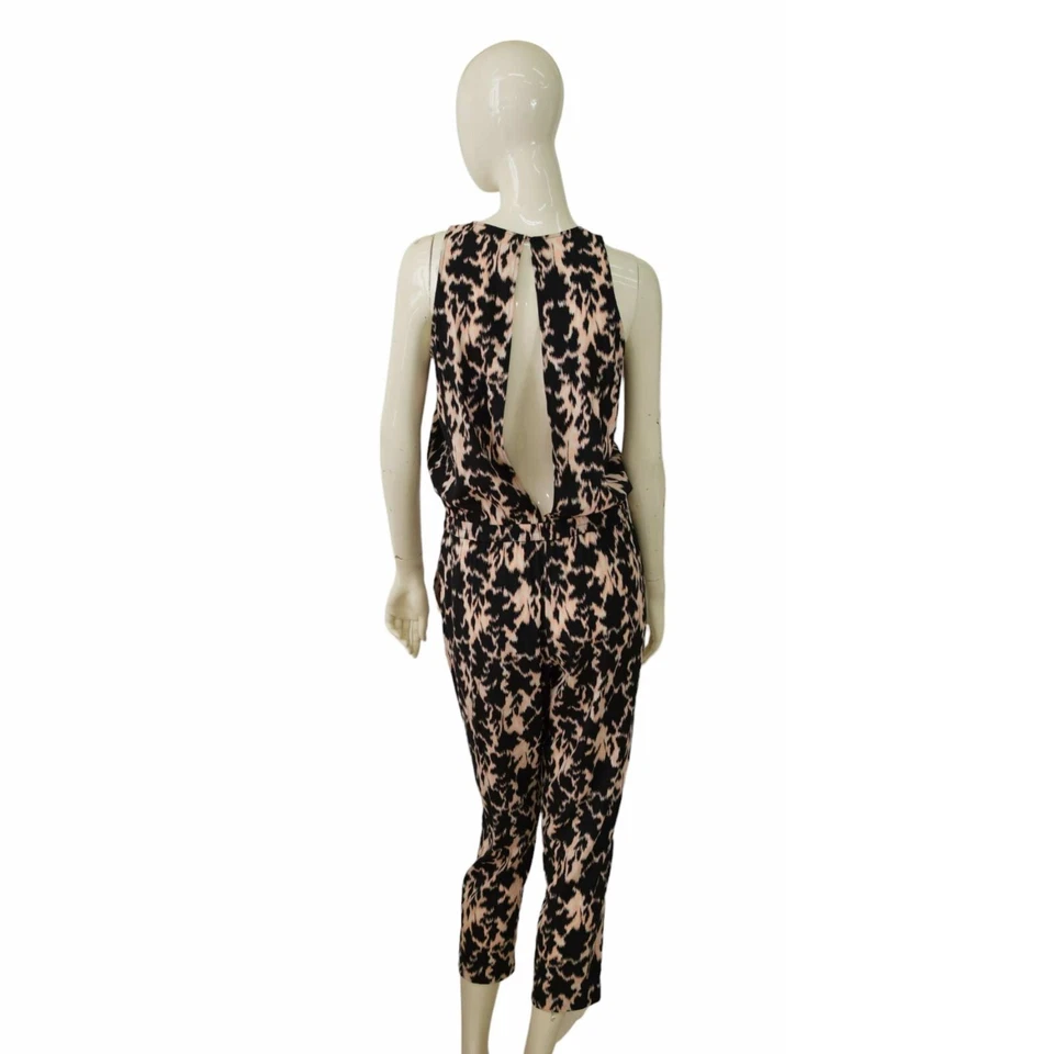 Thakoon Addition Black & Pink Print Sleeveless Silk Jumpsuit Overall size 2 - Image 2 of 4
