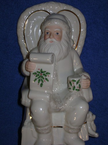 Statuina Babbo Natale seduto in porcellana Lenox cattivo o bello bordo oro 24 carati. - Foto 6 di 7