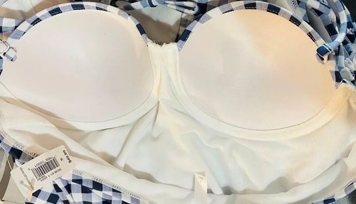 Gap Gingham Navy And White Halter One Piece Women's Underwire Swimsuit XS - Picture 6 of 7