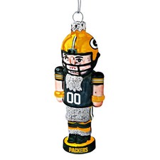 Green Bay Packers Football Nutcracker Ornament, 4", Silver