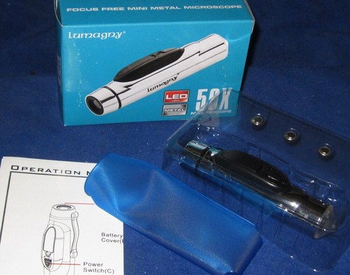 LED-Mini-Mikroskop 50x Vergrößerung - Kompakt Mit Metallgehäuse