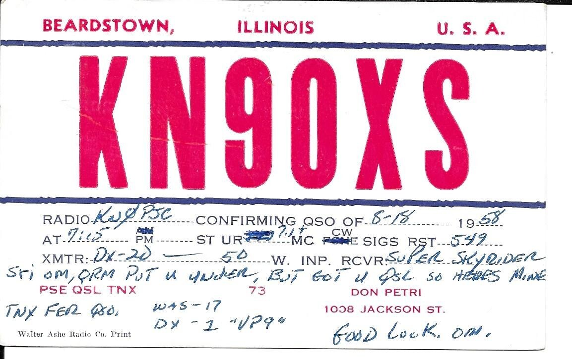 QSL 1958 Beardstown Illinois radio card eBay