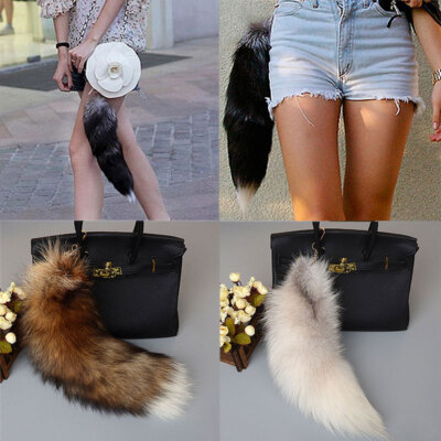 KMNZ Tail Fur キーチェーン TINA NERO LITA Faux Fur Fox Tail Keychain Keyring Tassel Key Ring Chain Womens