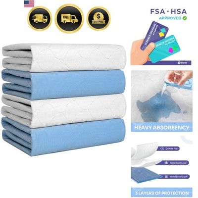 Heavy Absorbency Bed Pad, Washable and Reusable Incontinence Bed Underpads, 3...