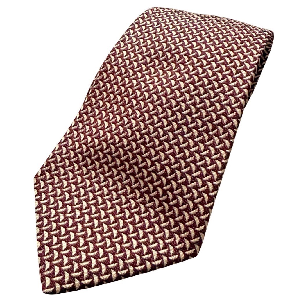 VTG Polo Ralph Lauren Hand Made in USA 100% silk Red/Brown Geometric Print Tie