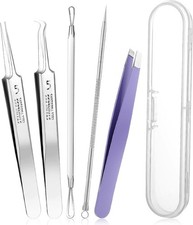 Ingrown Hair Removal Kit and Pimple Popper Tool Kit, 2 Blackhead Silver