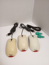 Lot of 3 Microsoft Wheel Mouse Optical USB Wired PS/2 Compatible All Tested