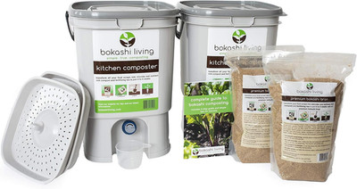 Premium Bokashi Composting Starter Kit (Includes 2 Bokashi Bins, 4.4 Lbs of Boka