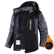 Men s Fleece-Lined Waterproof Hooded Winter Coat