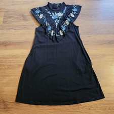 ASOS Design Black FloralEmbroidered Button Up Mini DressSize 6