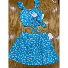 Speechless 3-Piece Top Skirt Set Girls Large Med/large Blue Casual Preppy B71