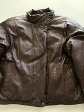 Vintage Eddie Bauer Women  s Large Brown Leather Goose Down Bomber Puffer Jacket