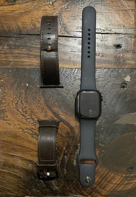 Apple Watch series 7 GPS 41mm Midnight Aluminum Case with Sport and Leather Band