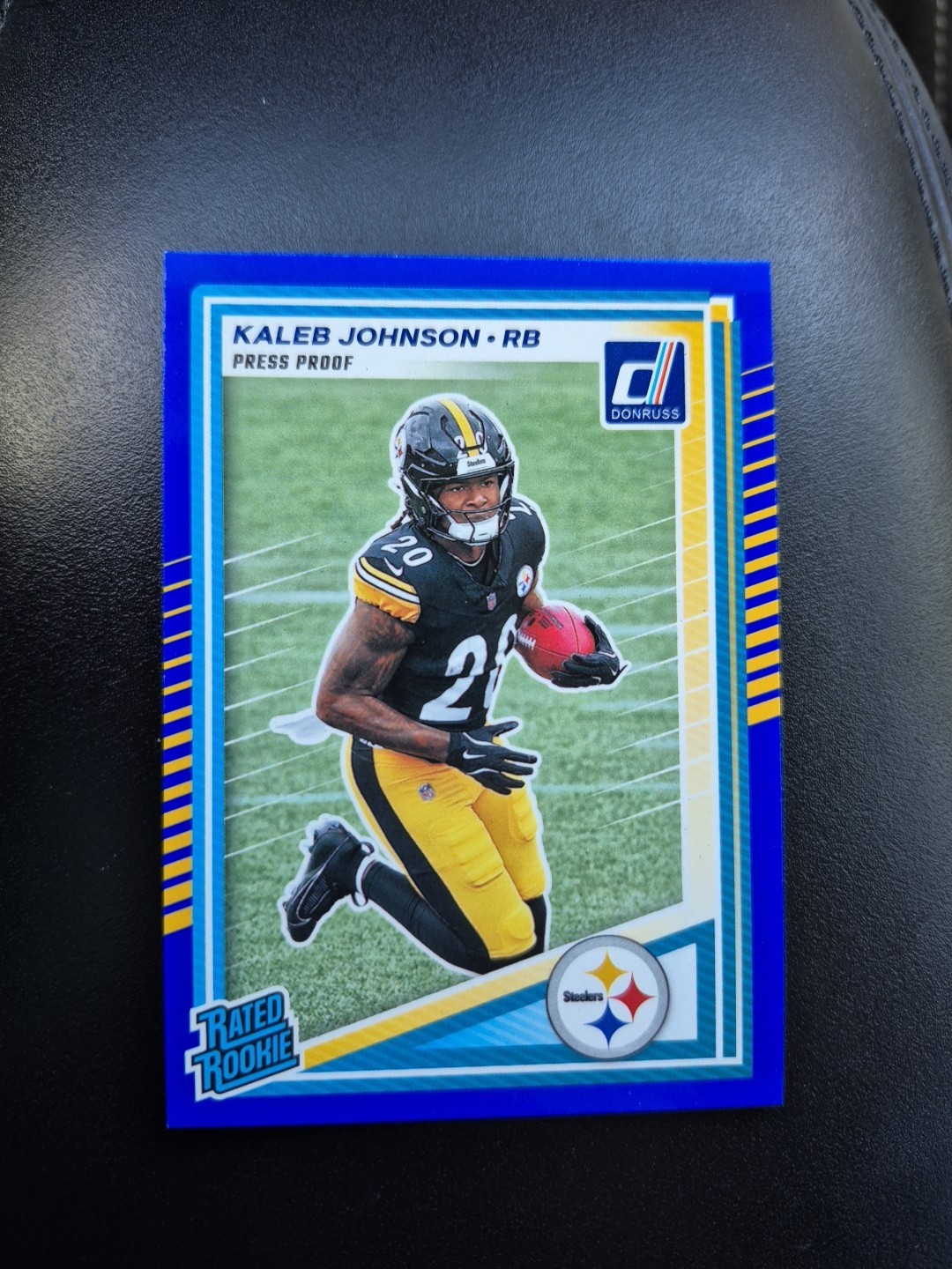 2025 Donruss Kaleb Johnson Blue Press Proof Steelers RC # 322