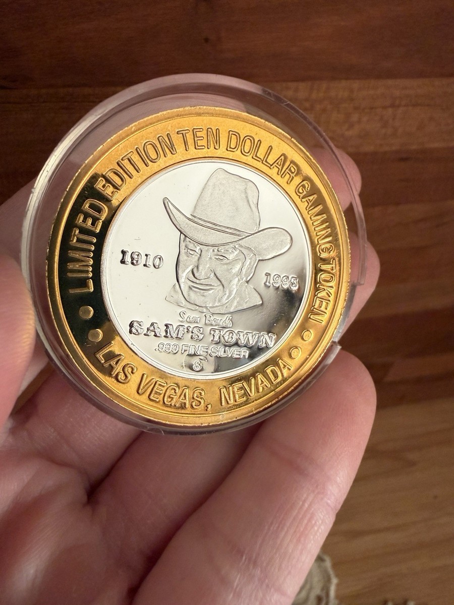 1993 Sam's Town Las Vegas .999 Fine Silver Ten Dollar Gaming Token