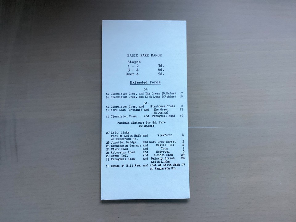 Edinburgh Corporation Lothian Buses Route 1 Bus Timetable No Date 1960 edinburgh-corporation-lothian-buses-route-1-bus-timetable-no-date-1960