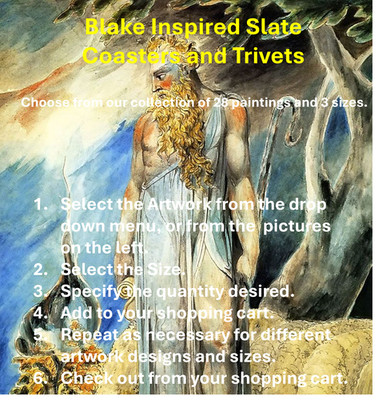 Blake Artwork on Slate Coasters & Trivets: Fine art décor, Artistic home accents