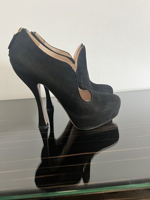 Prada Suede Plateau Pumps / High Heels mit Reißverschluss   Gr. 37,5