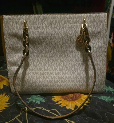 NWT Authentic MICHAEL KORS SOPHIA Large Tote MK signature Brown/Acron 