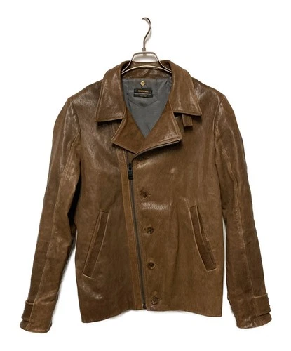 DIESEL BLACK GOLD Double Riders Jacket Leather Jacket from Men's Size S Brown - product listing photo