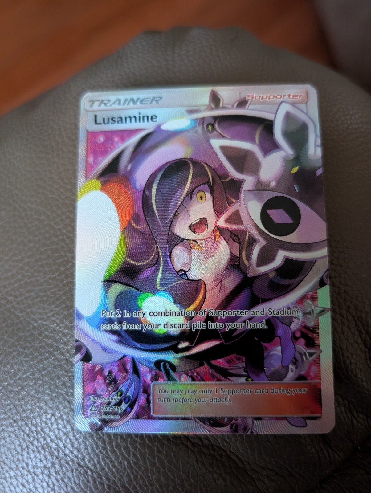 Pokémon Lusamine Full Art 153/156 Sm-Ultra Prism Holo Card NM/M Condition
