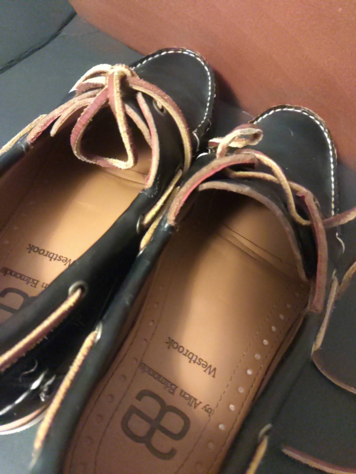 Allen Edmonds Men Blue Westbrook Leather Boat Two Eyelet Casual Shoes Size 8.5