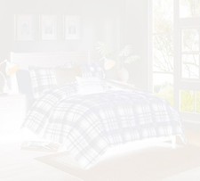 BrylaneHome Deagan 5-Pc Comforter Set - Queen, Blue Plaid