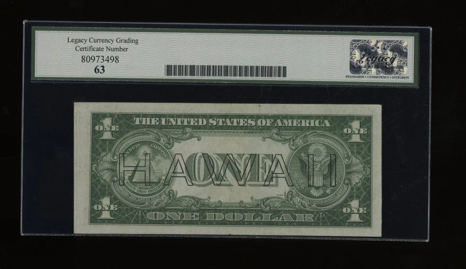 DBR 1935-A $1 Silver Hawaii SC Block Fr. 2300 Legacy 63 Serial A43118437C - Image 2 of 2