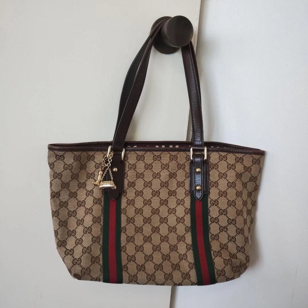 Sac fourre tout Gucci Sherry Line femme créateur sac à main toile et cuir motifs