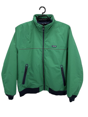 Lands End Mens Parka Jacket Green XL 46-48 Fleece Lined Zipper Front Pockets