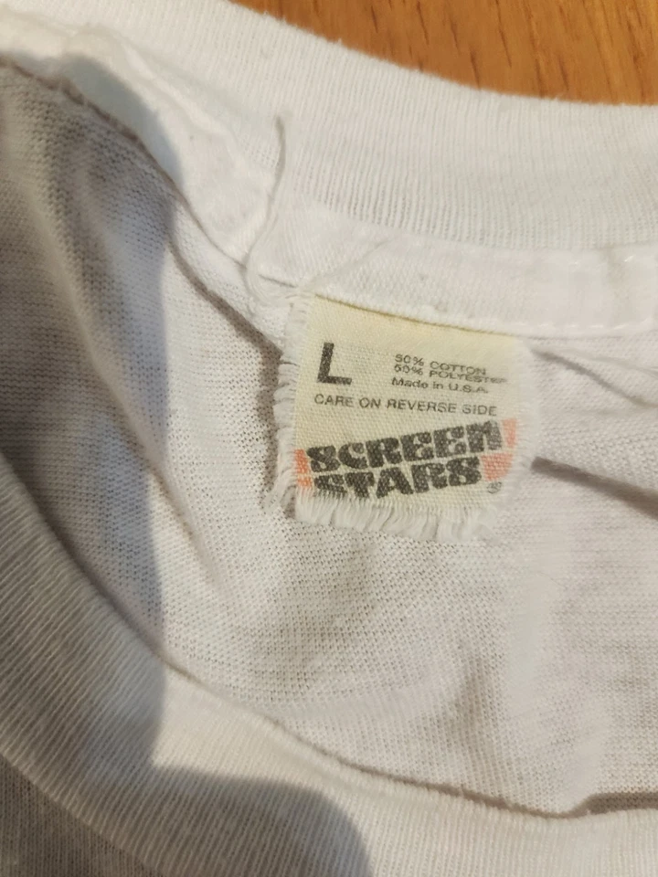 Camiseta gráfica masculina branca rara vintage anos 80 Anthrax Suck My Motherf@*kin D**k G - Imagem 3 de 4