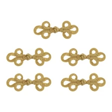 5 Pairs Chinese Knots Frog Buttons  Light Tan Sewing Buttons Fasteners