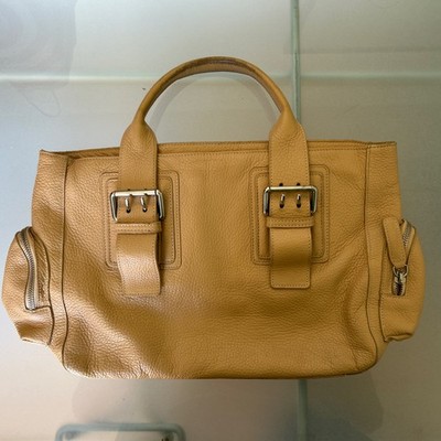 FURLA beige LEATHER BAG with side pocketa GUC