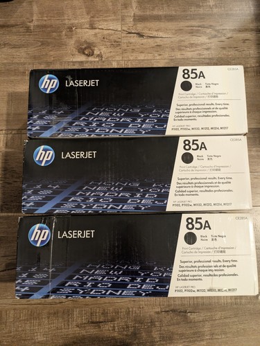 Lot Of 3 Genuine HP 85A LaserJet Toner Cartridge New - Black 85A / CE 285A