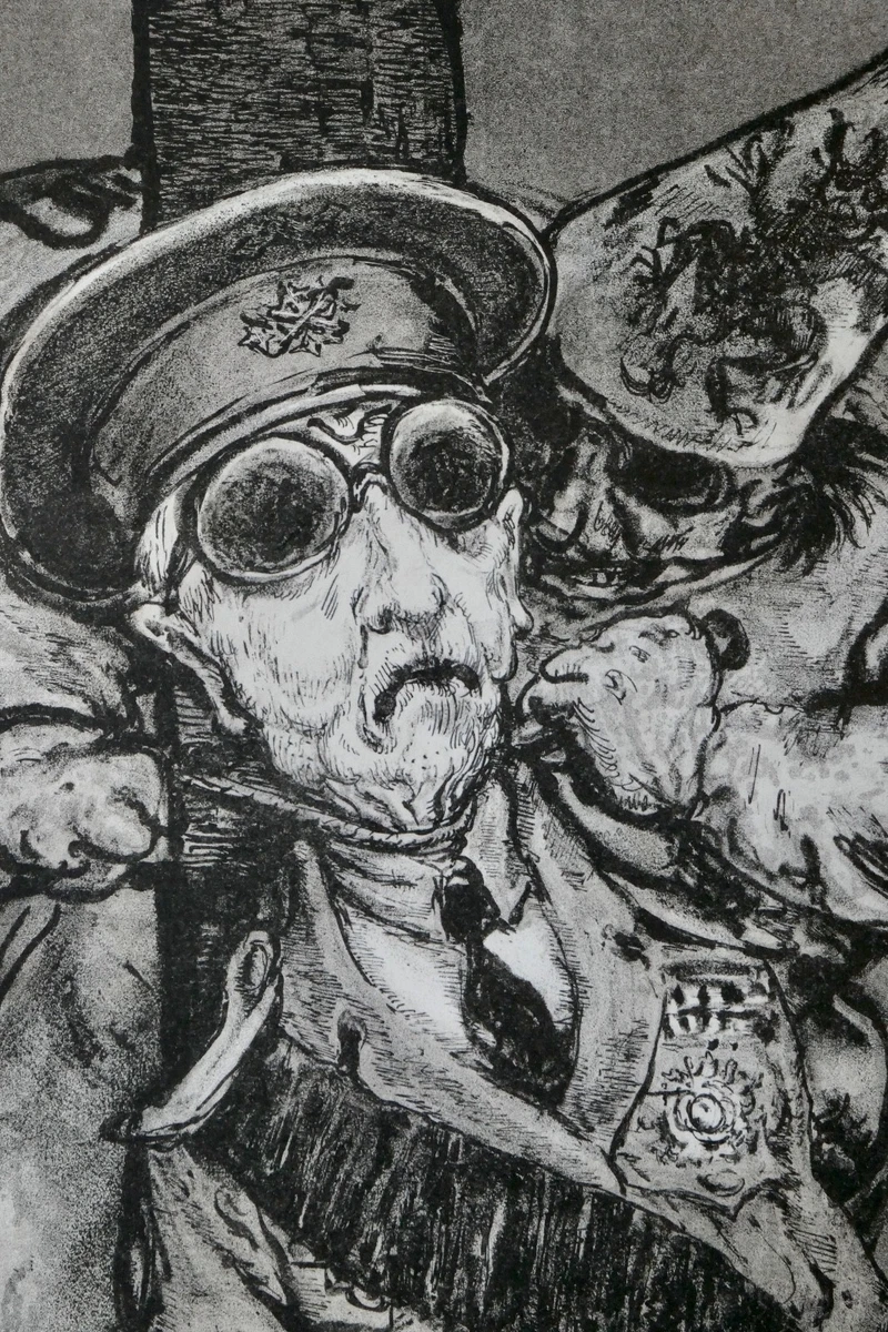 A. Paul Weber, Original Lithographie 1956, signiert, General Franco
