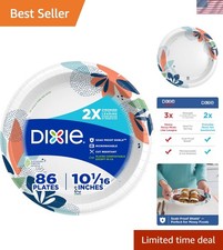 10 Inch Large Paper Plates - 86 Count, 2X Stronger, Microwave-Safe  Disposable