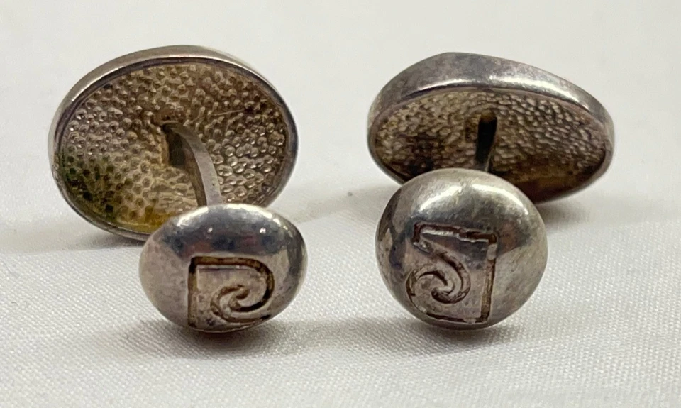 Gemelos Pierre Cardin Vintage Años 60 Mod MCM Esmalte Esterlina y Azul Hechos en España Foto 3 de 4