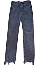 AG Farrah Skinny Ankle High Rise Black Jeans 27R Raw Hem Stretch Denim