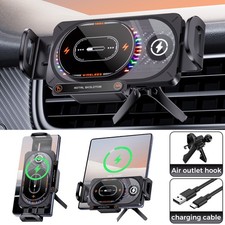 Wireless Car Charger Auto-Clamping Car Mount 15W Fast Charging with LED Light